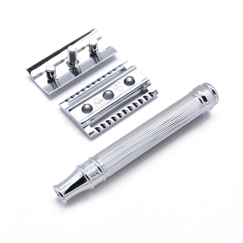 Edwin Jagger Chrome Lined Double Edge Razor - Long Handle - Image 4